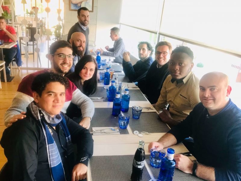 Madrid team having lunch